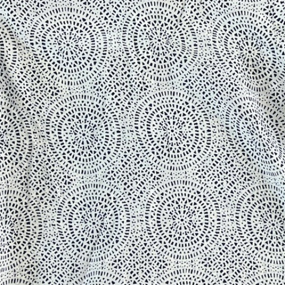 Lauren Gold 100% Silk White Button Down Shirt Dress Blue Geometric Print Size L - Picture 3 of 10